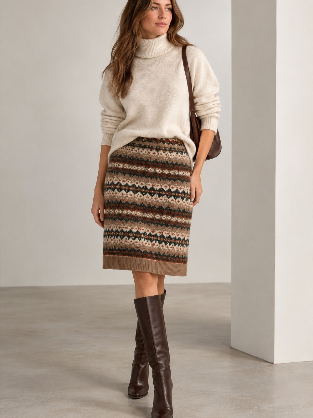 Lauren Ralph Lauren Fair Isle Wool Blend Knit Pencil Skirt Size 2X